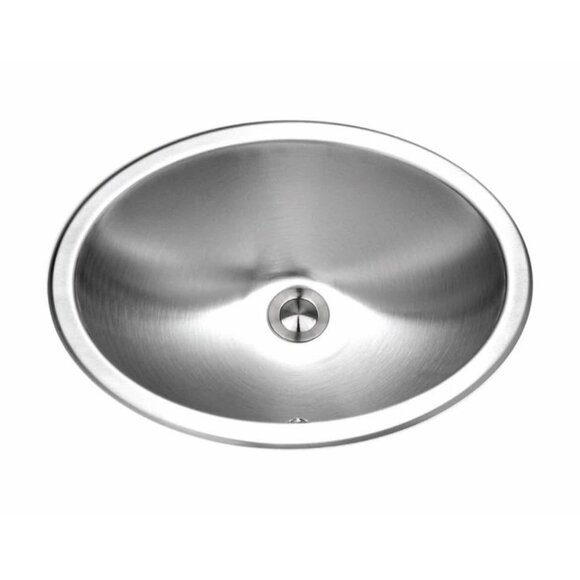 NEW! Houzer Opus Stainless Steel Bathroom Sink: 18” Undermount Oval Bowl Drain